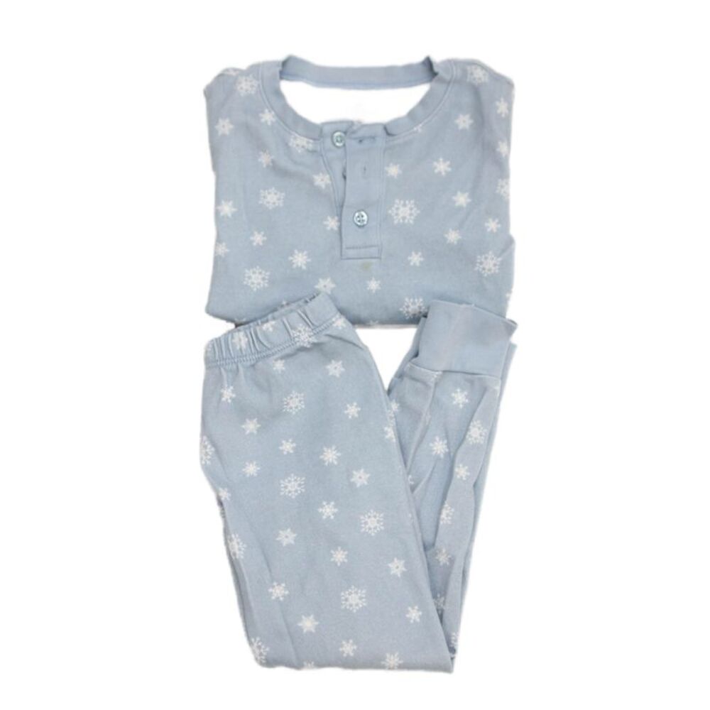 Petite Plume Baby Boys Snowflake Print Pajama Set Blue White Cotton Size 2